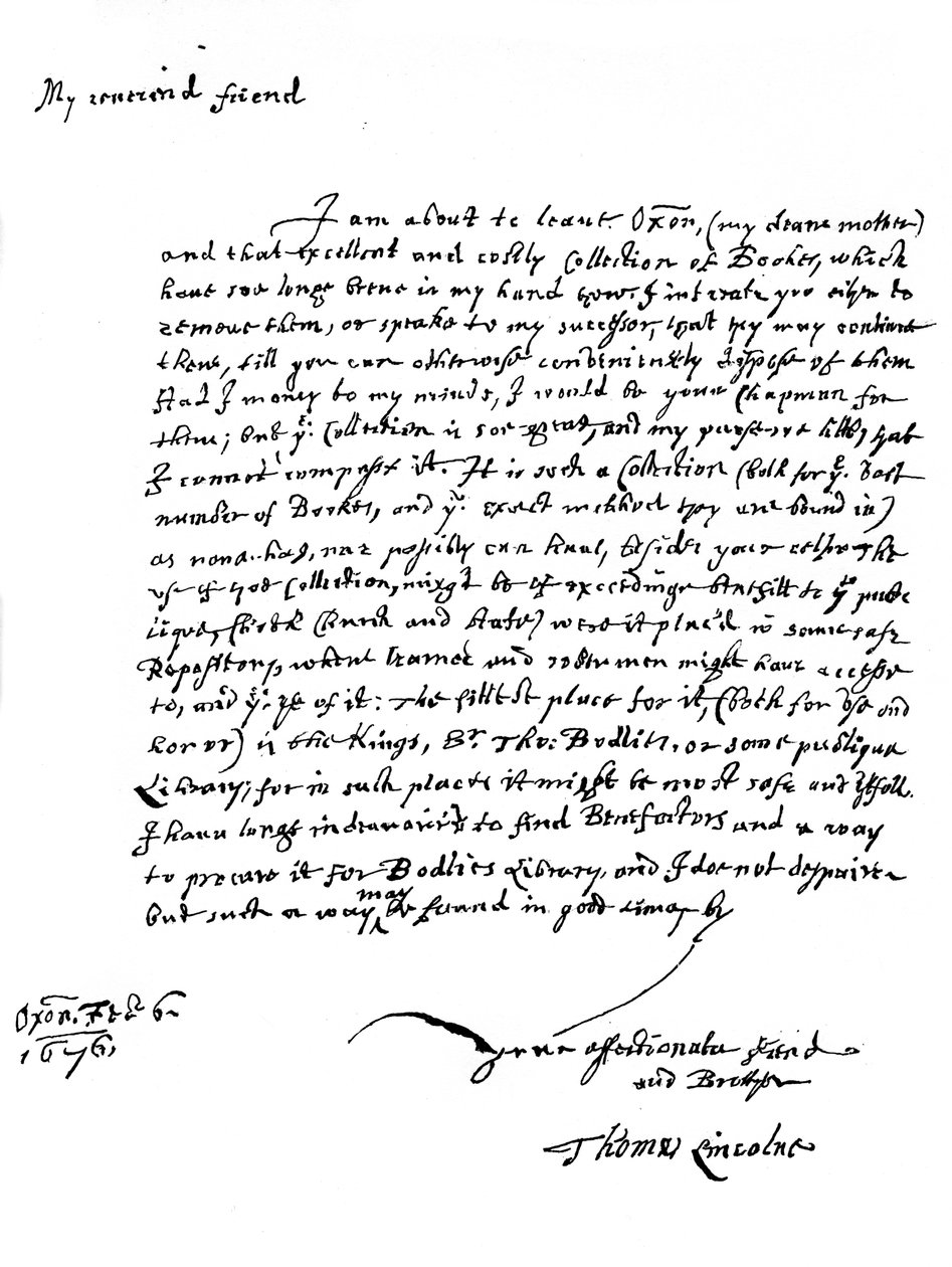 托马斯·林肯（Thomas Lincoln）写的信，1676年1840年 作者 不明