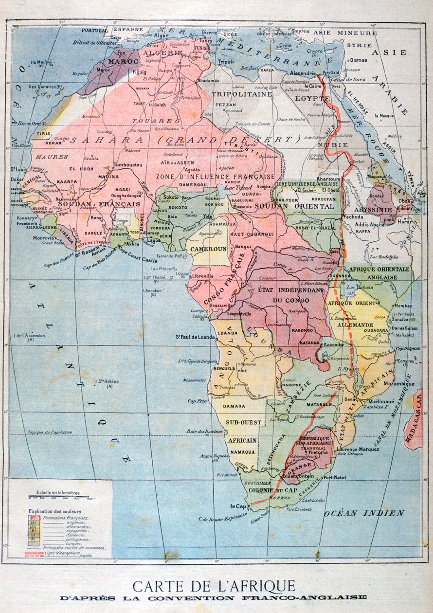 1899年《英法公约》之后的非洲地图 作者 不明