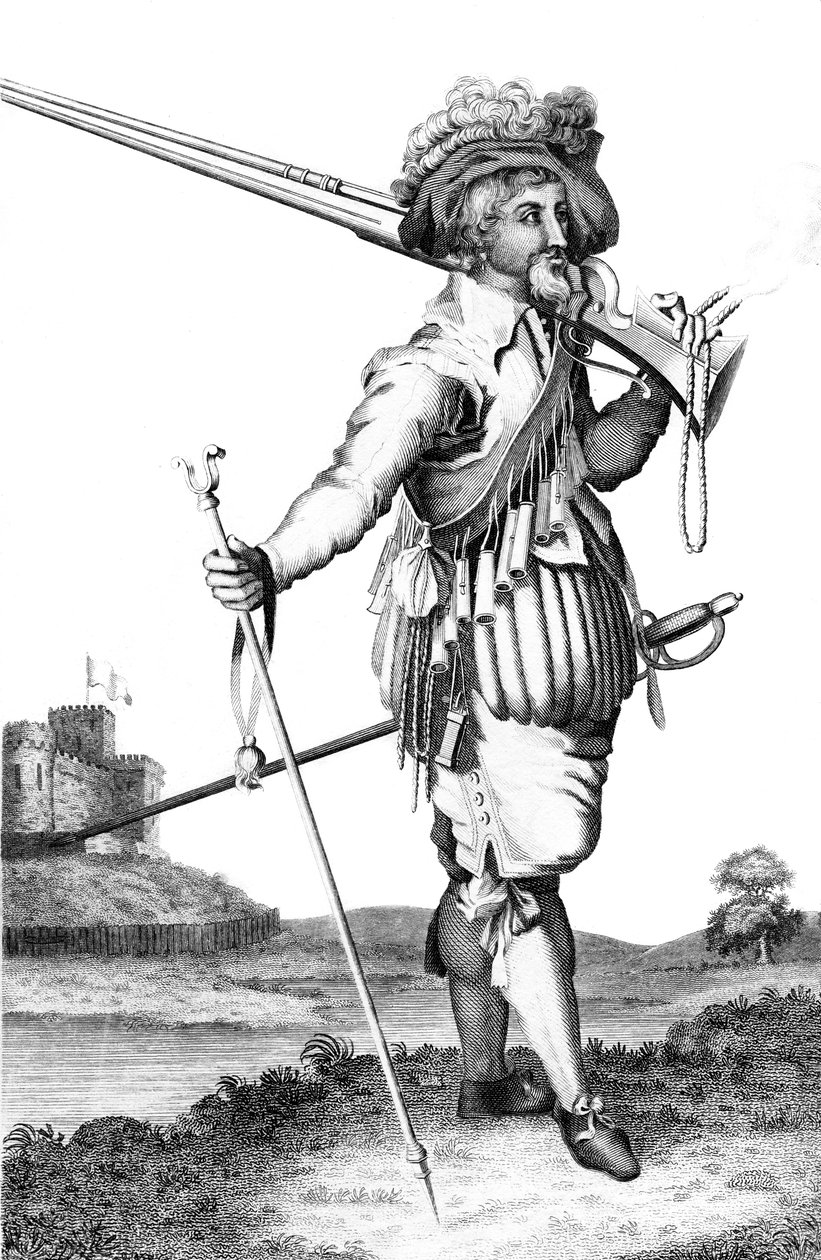 1798年，一位使用火枪的火枪手 作者 不明