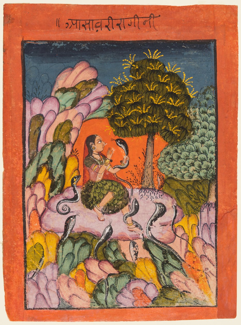 Ragamala系列的一页：Asavari Ragini，1700年代初。 作者 不明