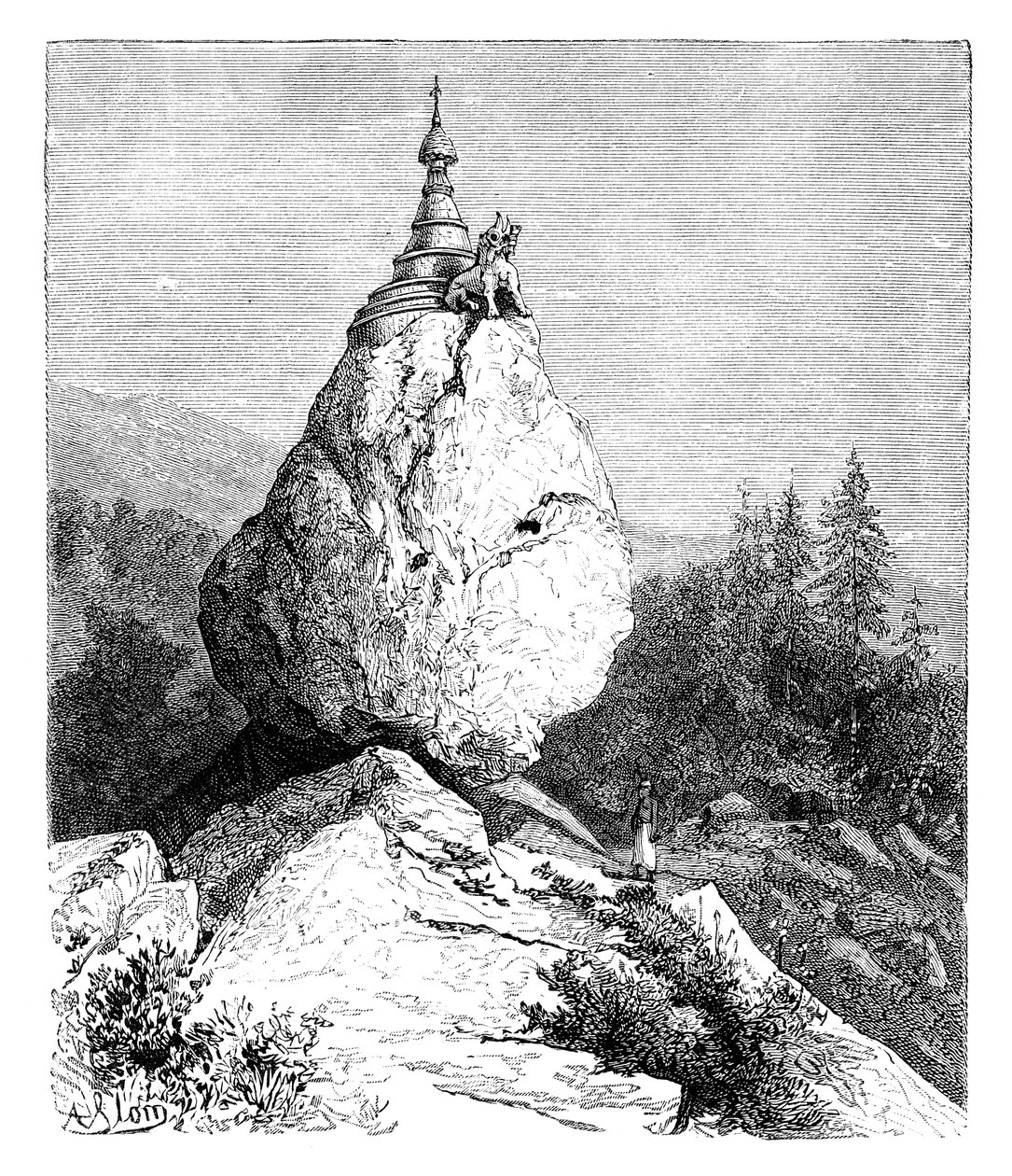 巨石顶的宝塔，1895年 作者 不明