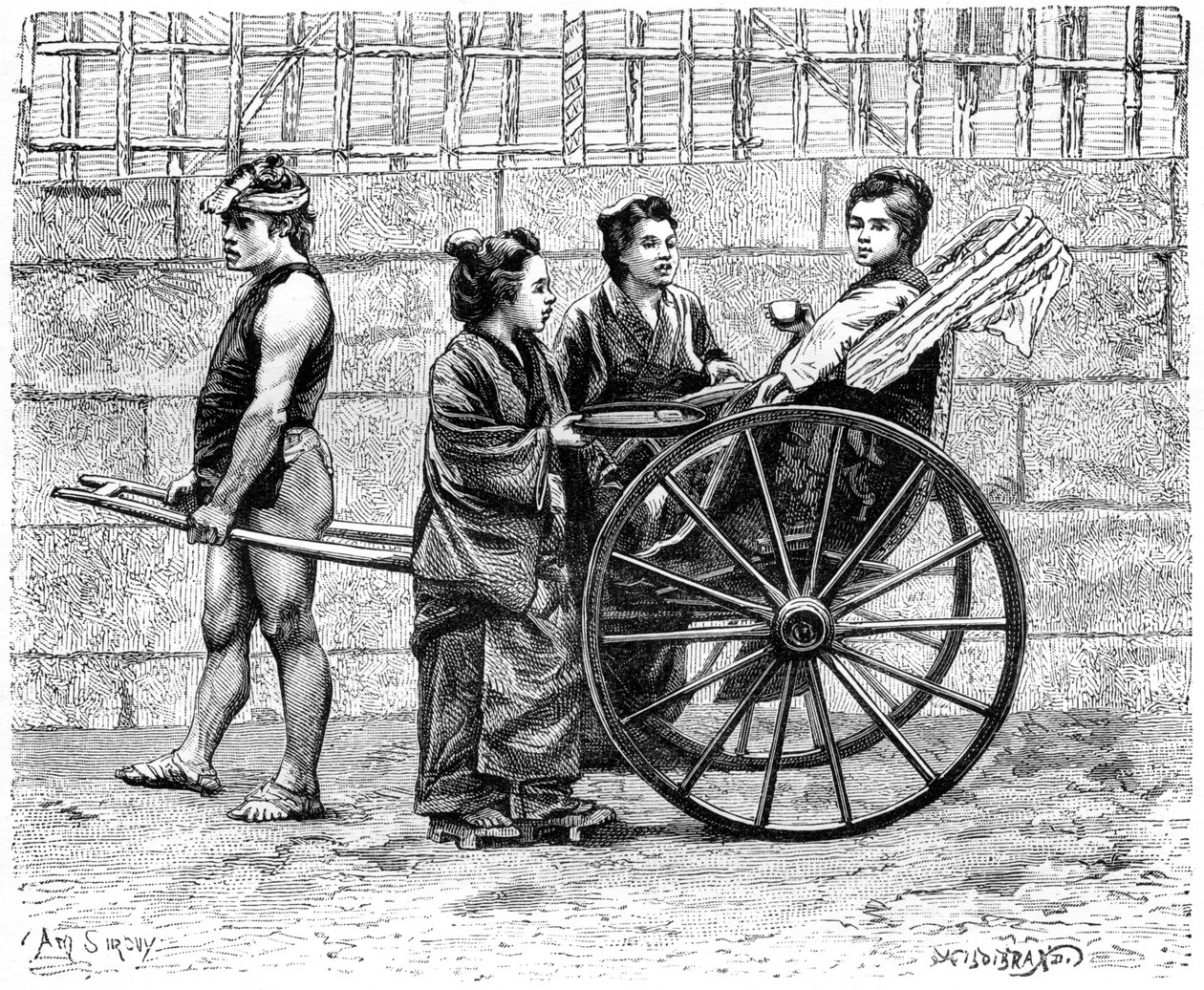 日本的人力车，1895年 作者 不明