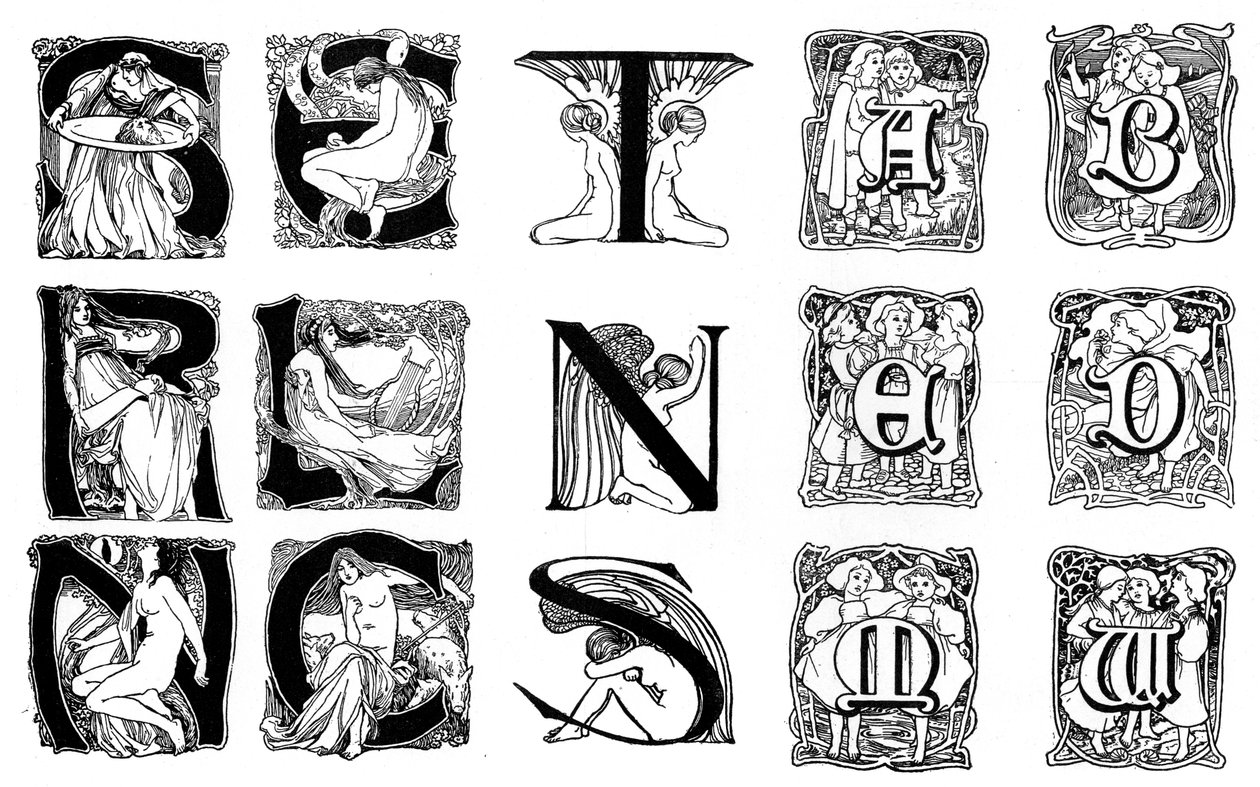 一组装饰性首字母，1898年 作者 不明