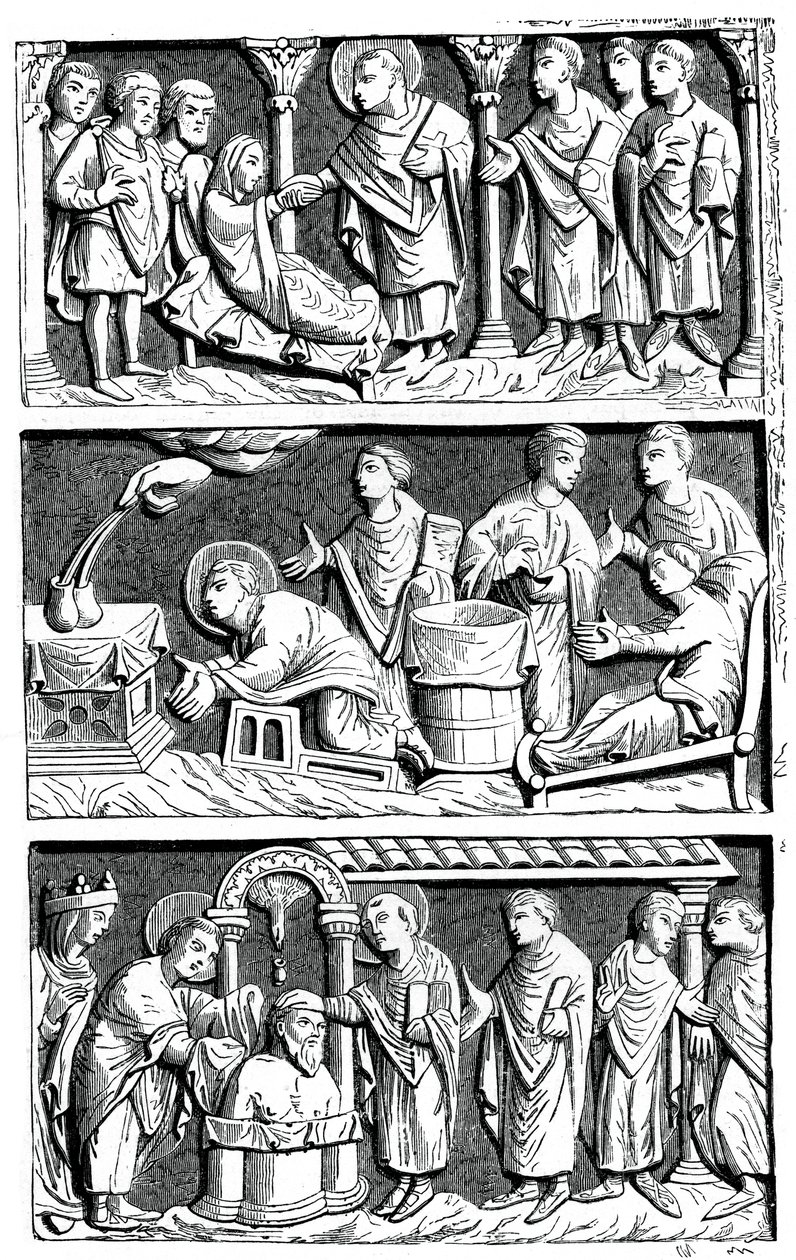 兰斯主教圣雷米的三联画，11世纪，1870年 作者 不明