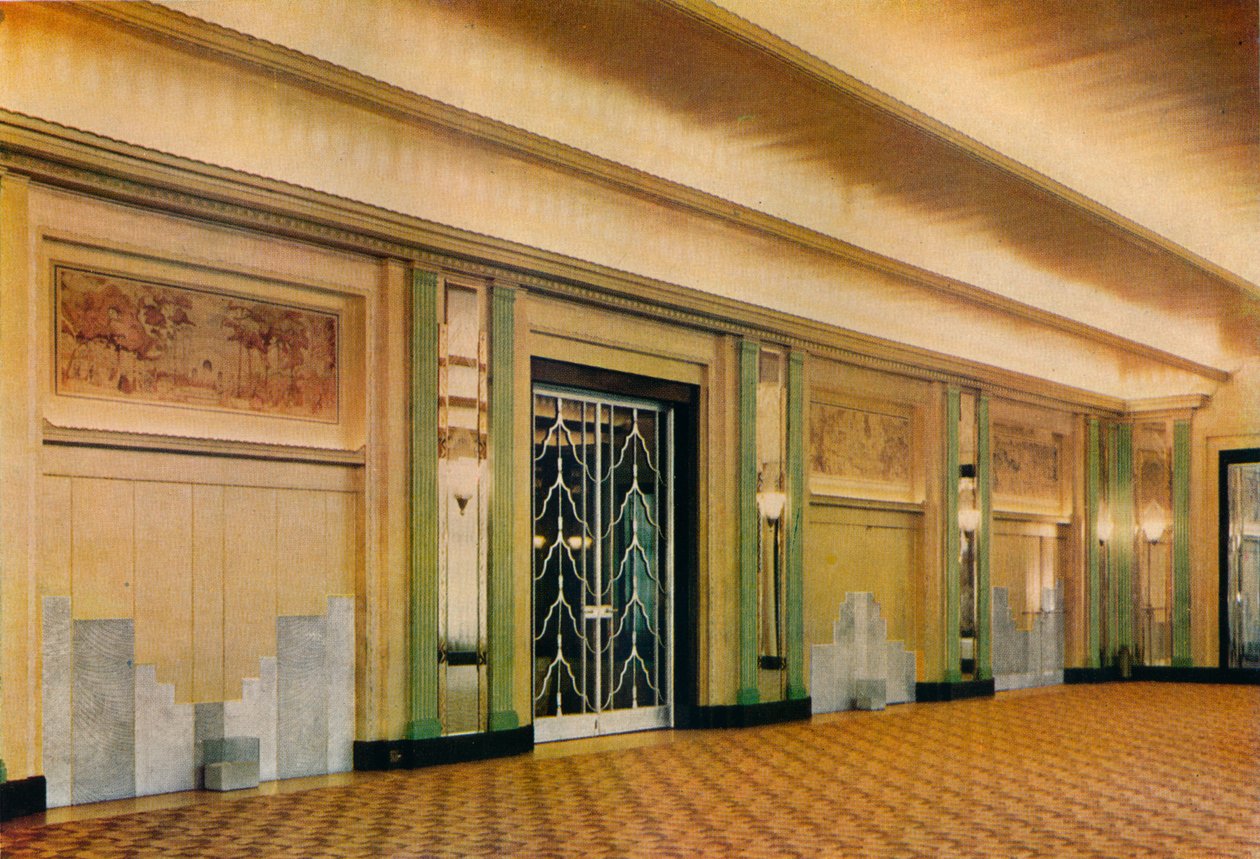 奥斯瓦尔德·米尔恩（Oswald P. Milne）设计的克拉里奇斯酒店新宴会厅的景观，1933年 作者 不明