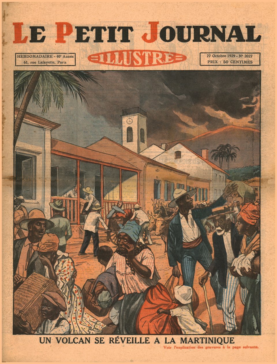 1929年，马提尼克岛的一座火山爆发。 作者 不明