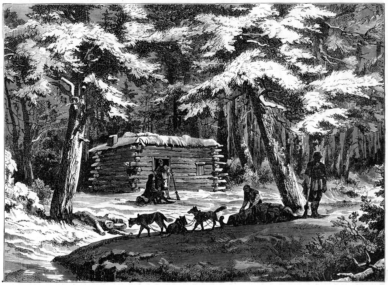 加拿大萨斯喀彻温省冬季小屋，1877年 作者 不明