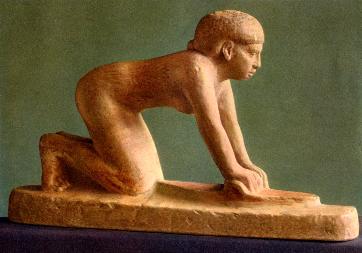 一个女人在打玉米，c2650 BC 1936 作者 不明
