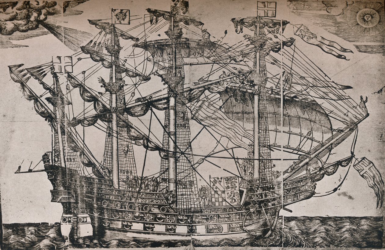 据信是皇家方舟船，c1587年的木刻 作者 不明