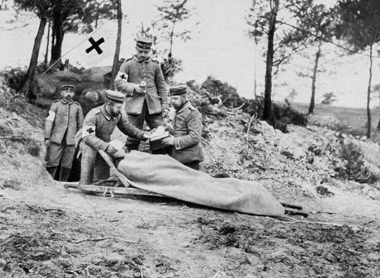 1915年，第一次世界大战在更衣室受伤的德国士兵 作者 不明