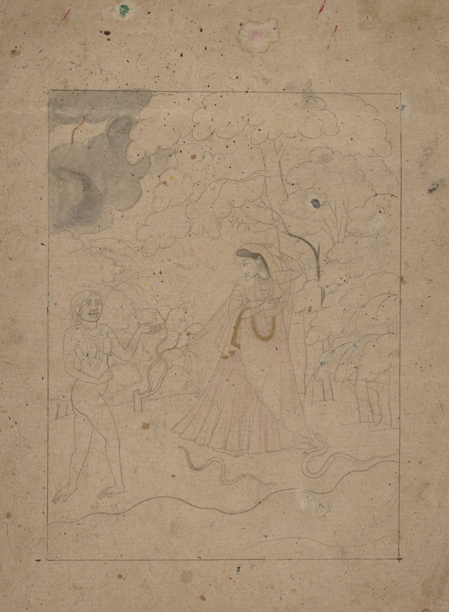 Abhisarika Nayika女英雄勇闯黑夜，约1800年。 作者 不明