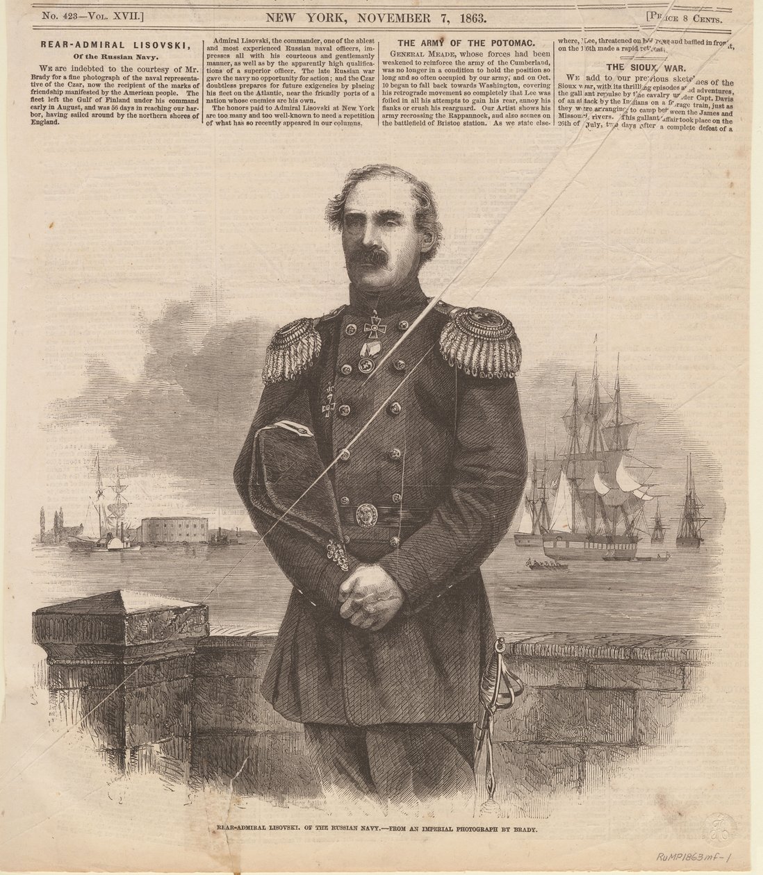 斯捷潘-斯捷潘诺维奇-莱索夫斯基海军上将1816-1866年在纽约，1863年。 作者 不明