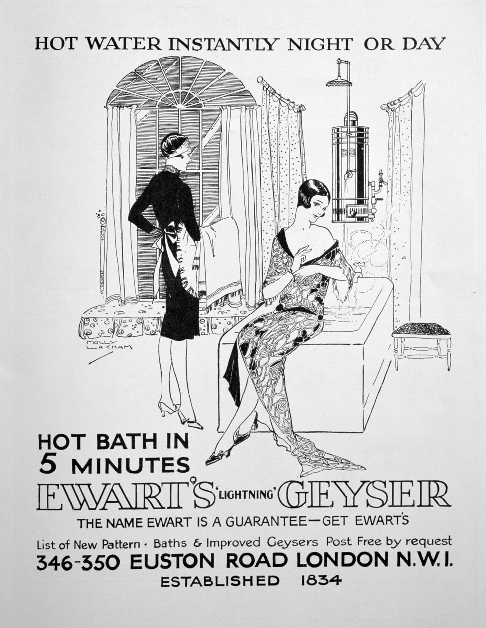 1928年为Ewarts Geyser生产热水的广告 作者 不明