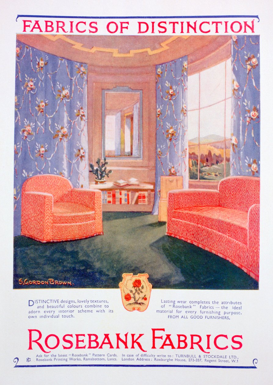 1935年为玫瑰银行面料做广告 作者 不明