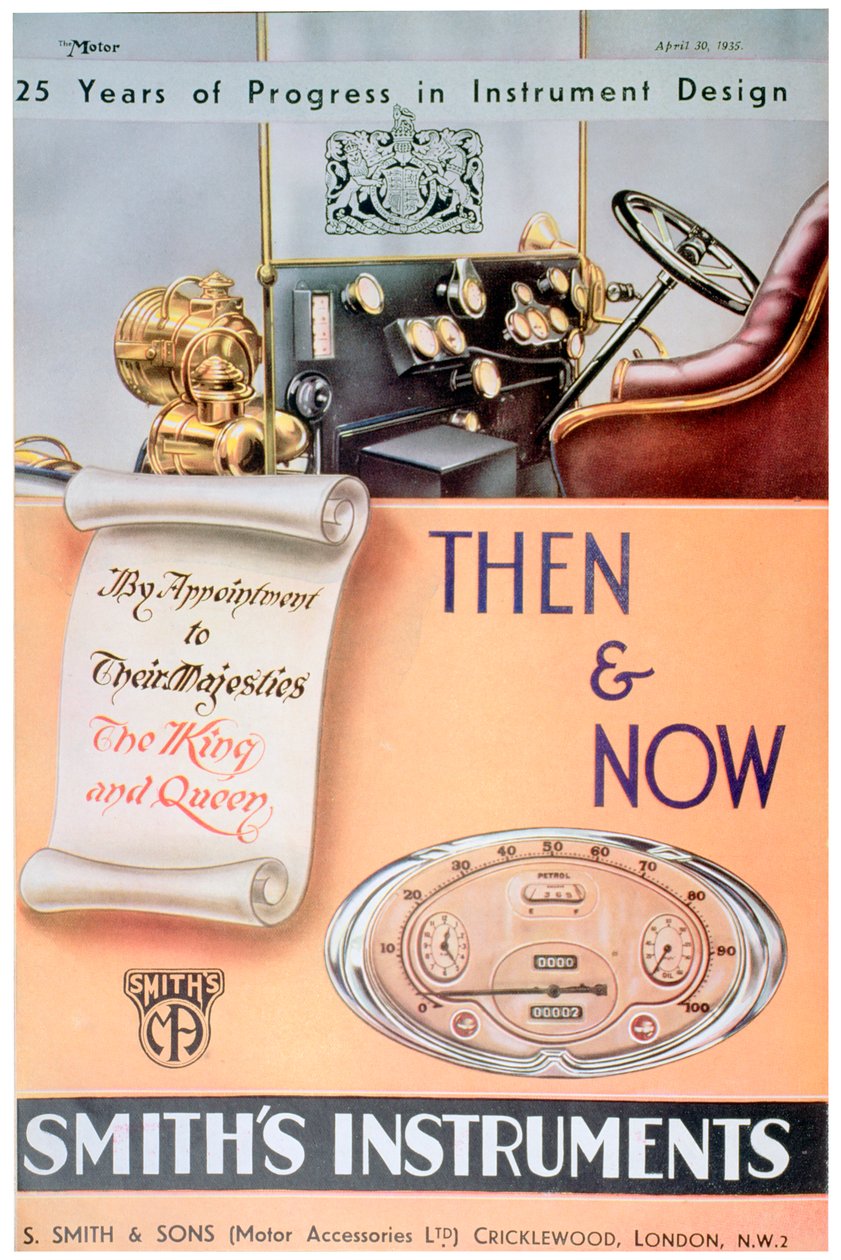 广告为史密斯汽车仪表公司（Smiths Car Instruments），1935年 作者 不明