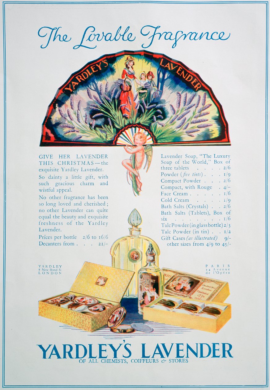 1928年在Yardleys薰衣草香水和化妆品上做广告 作者 不明