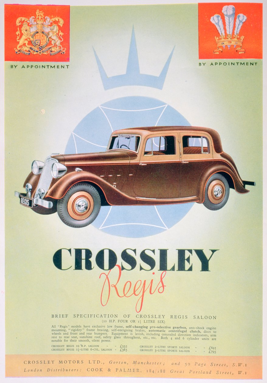 广告为Crossley Regis汽车，1935年 作者 不明