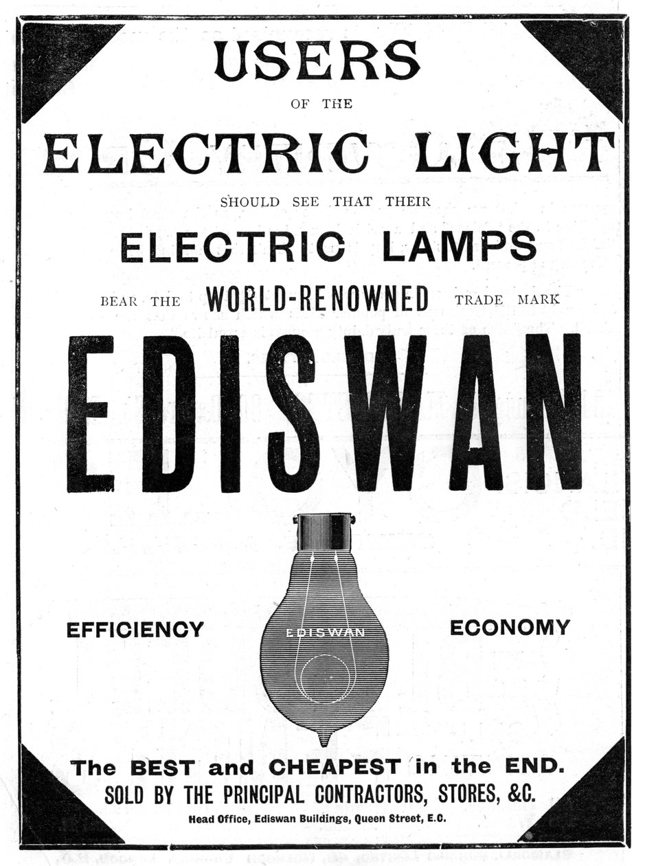 1898年Ediswan白炽灯泡的广告 作者 不明