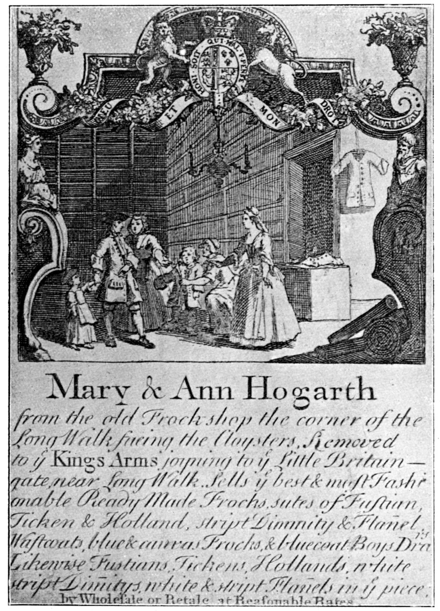 Mary和Ann Hogarths窗帘店的广告，1801年中叶， 作者 不明
