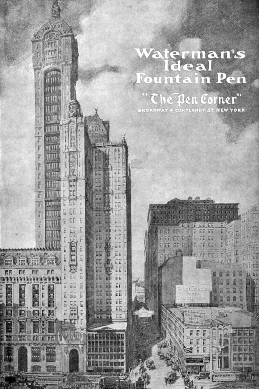 沃特曼理想的富纳因笔广告，1908-1909年 作者 不明