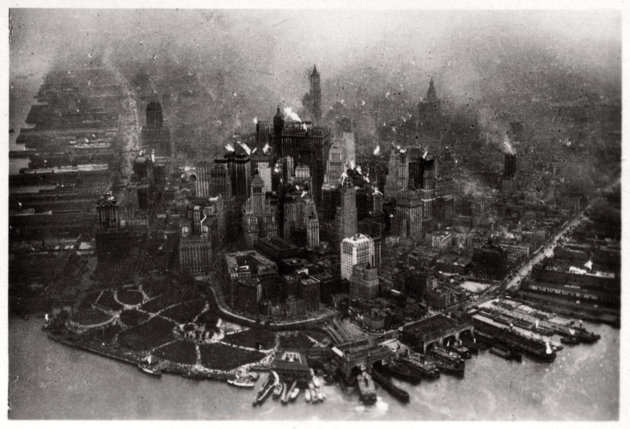 齐柏林飞艇，美国纽约曼哈顿的鸟瞰图，1928年，1933年 作者 不明