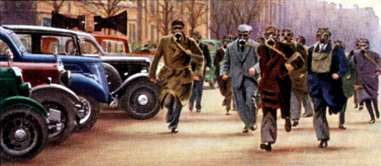 空袭预防措施，香烟卡，英国，1938年 作者 不明
