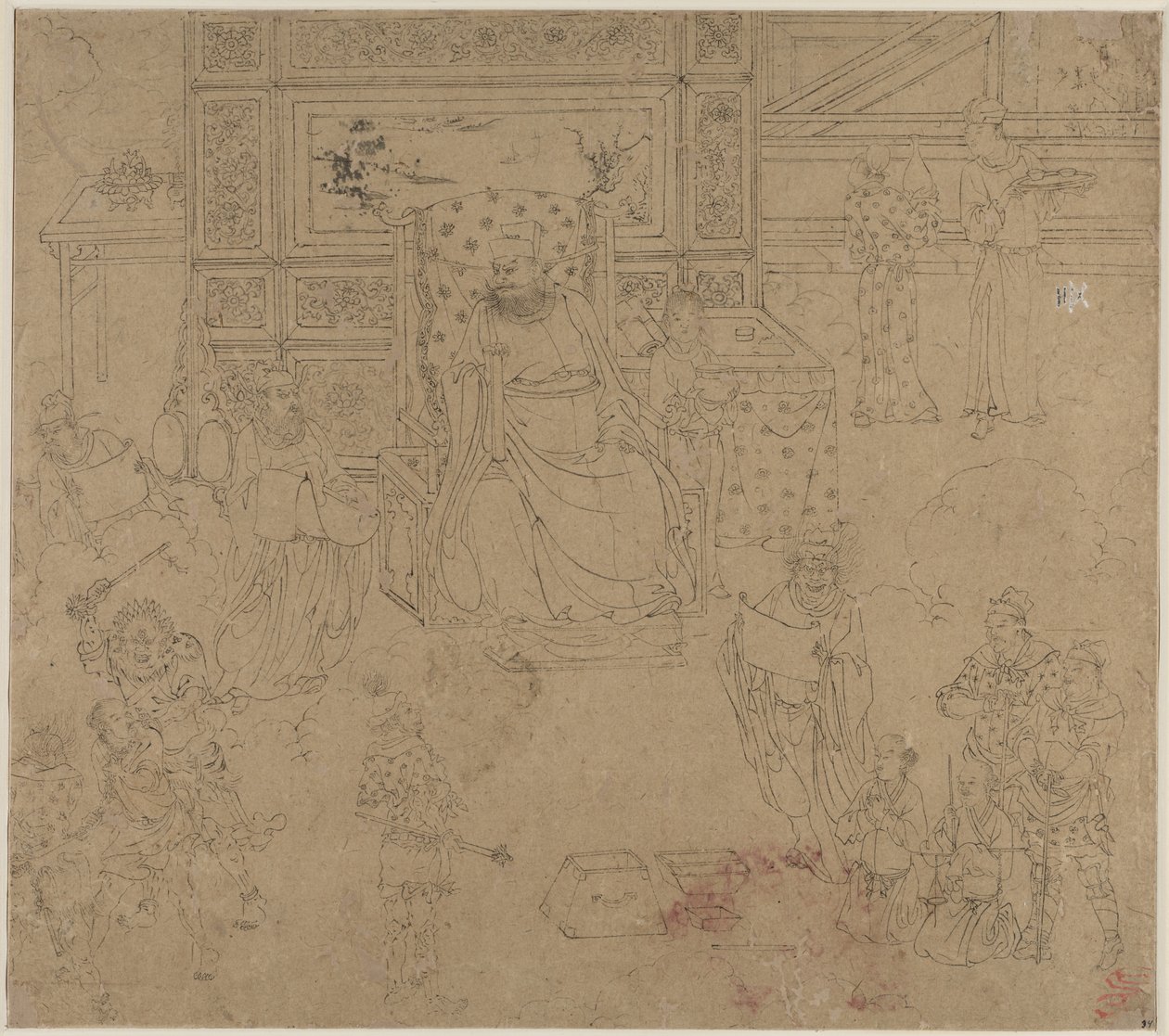 道教和佛教主题的专辑：地狱之王：第34叶，1200年代。 作者 不明