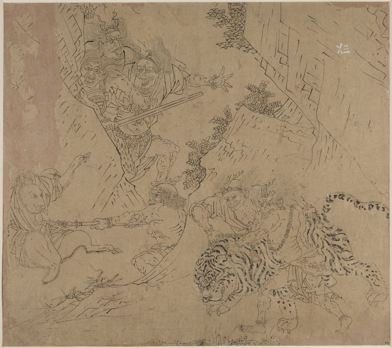 道教和佛教主题的专辑：搜山：第43叶，1200年代。 作者 不明