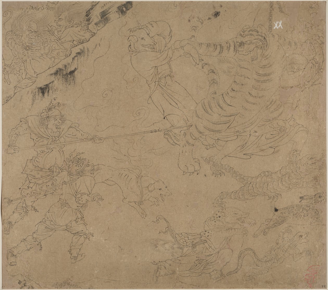 道教和佛教主题的专辑：搜山：第44叶，1200年代。 作者 不明