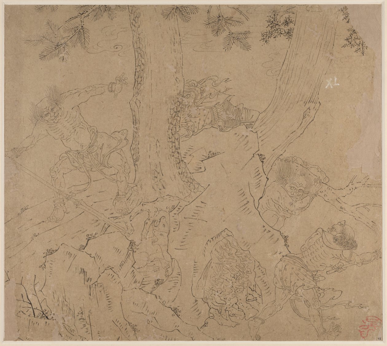 道教和佛教主题的专辑：搜山：第46叶，1200年代。 作者 不明