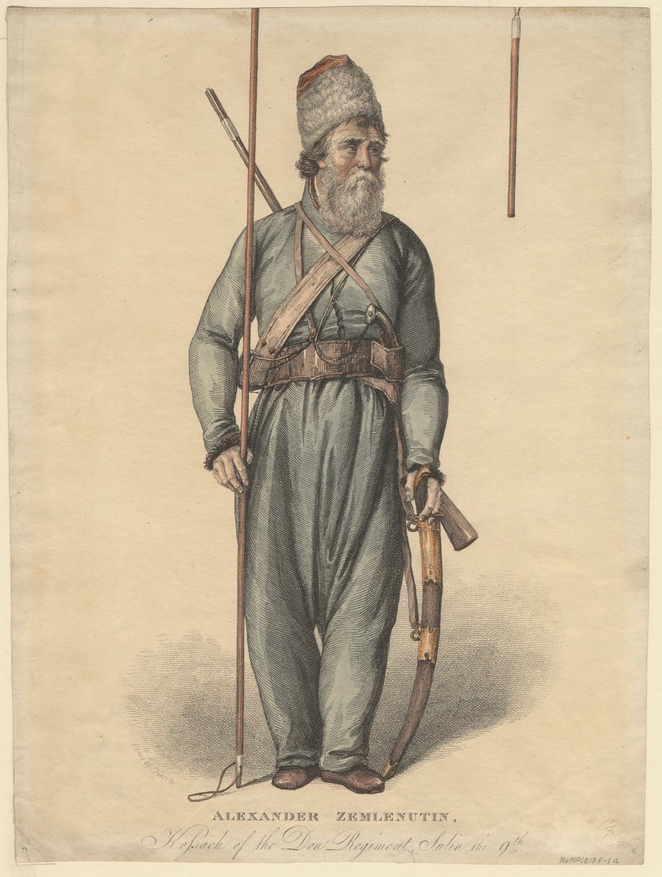 亚历山大·齐姆柳努欣（Alexander Zemlyanukhin），顿河军团的哥萨克人，约1813年 作者 不明