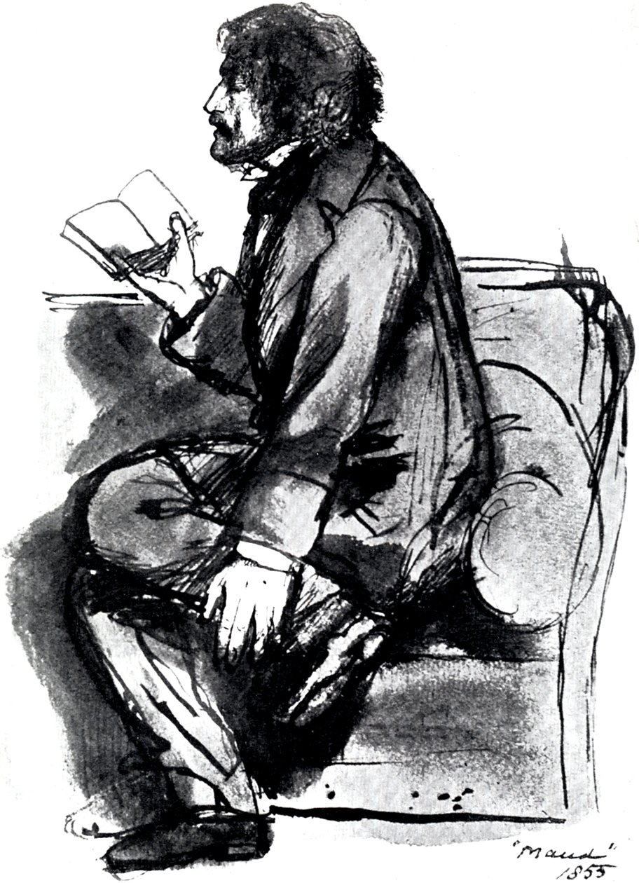 阿尔弗雷德·坦尼森（Alfred Tennyson），第一任坦尼森男爵（1809-1892），英国诗人，1855年 作者 不明