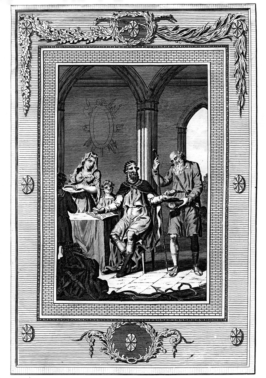 阿尔弗雷德大帝（Alfred The Great）与可怜的朝圣者分开面包，9世纪，1772年 作者 不明