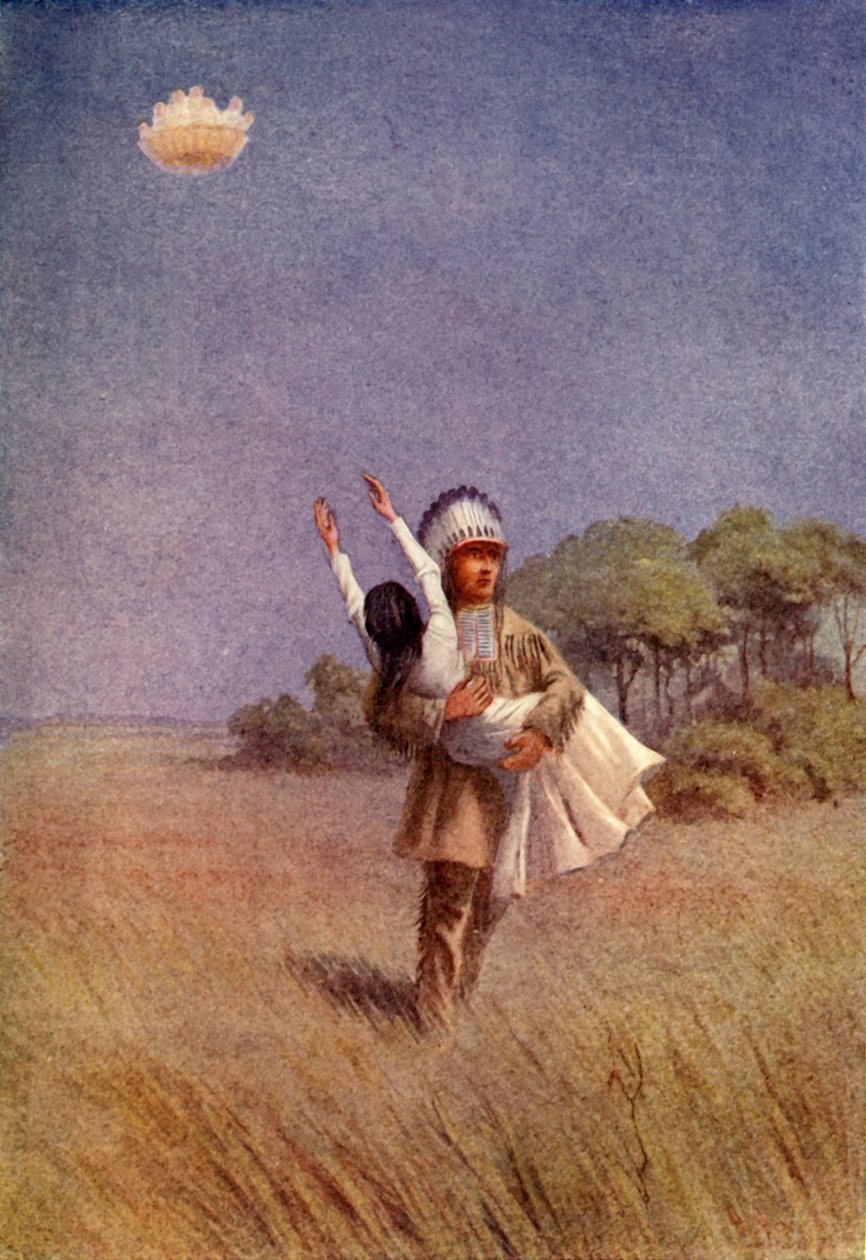 阿尔冈将被俘的少女抱回他的小屋》，1914年。 作者 不明