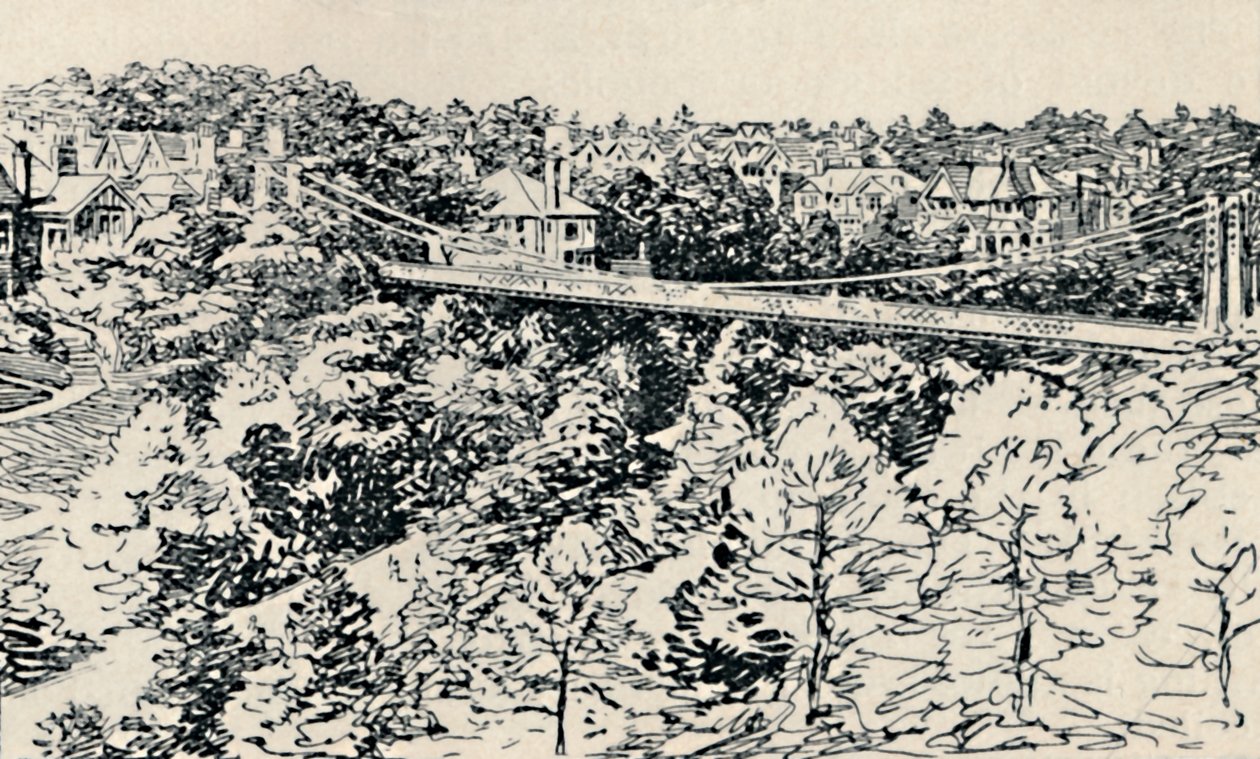 明矾中国悬索桥，1929年 作者 不明