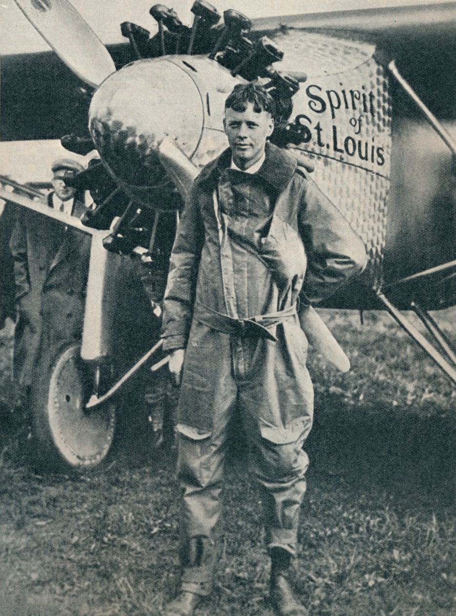 美国飞行员查尔斯·林德伯格（Charles Lindbergh）和他的飞机，圣路易斯精神（Spirit of St Louis），c1927 c1937 作者 不明