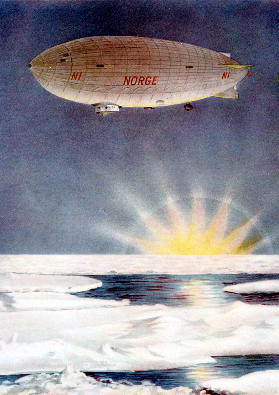 阿蒙森（Amundsen）的飞艇，挪威，在北极上空，1926年。 作者 不明