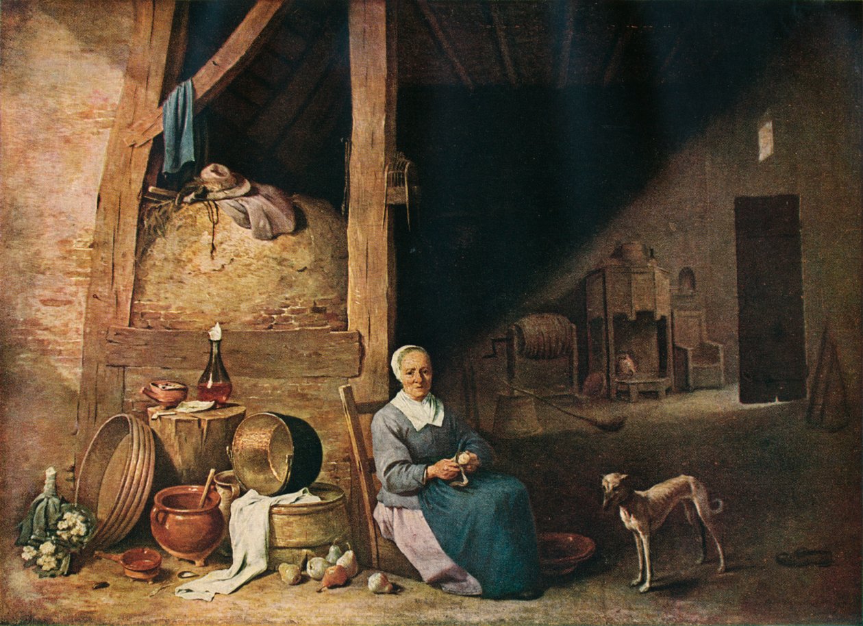 一个老妇削皮梨，c1640 作者 不明