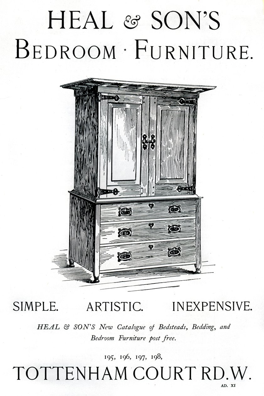 广告“ Heal and Sons”卧室家具，1898年 作者 不明