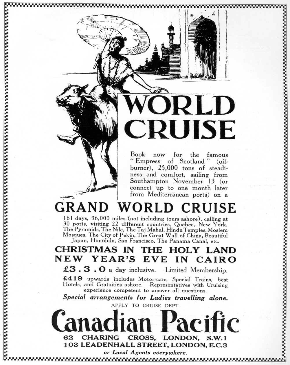 1926年加拿大太平洋世界邮轮的广告 作者 不明