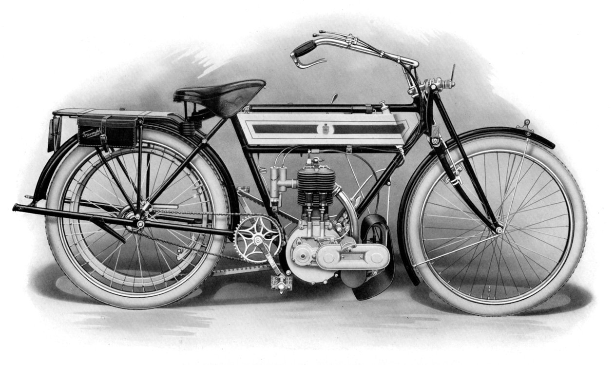 早期的凯旋摩托车，1911-1912年 作者 不明