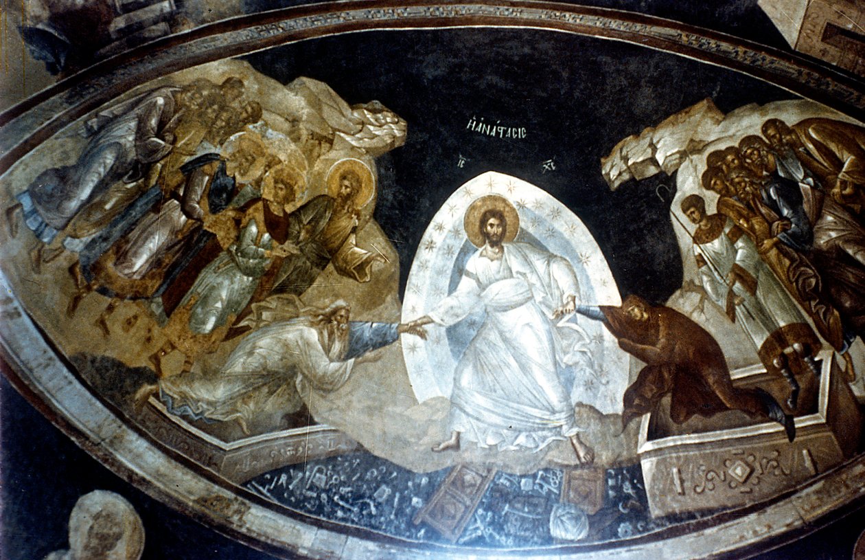 Anastasis，壁画在乔拉斯，c1310-c1320的基督教堂的百老汇 作者 不明