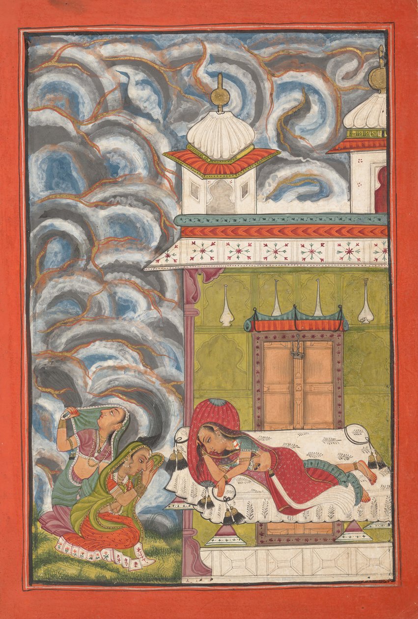Andhrayaki Ragini：来自ragamala系列音乐模式花环的合页，ca。 1710。 作者 不明