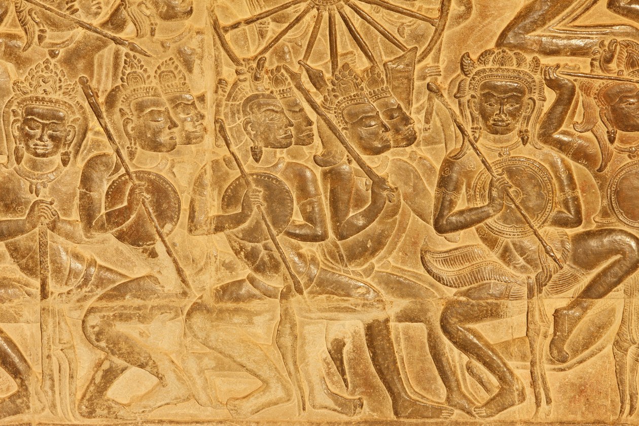 Angkor Wat Detail of Relief Sculpture From the Battle of Kurukshetra, Siem Reap, Cambodia 作者 不明