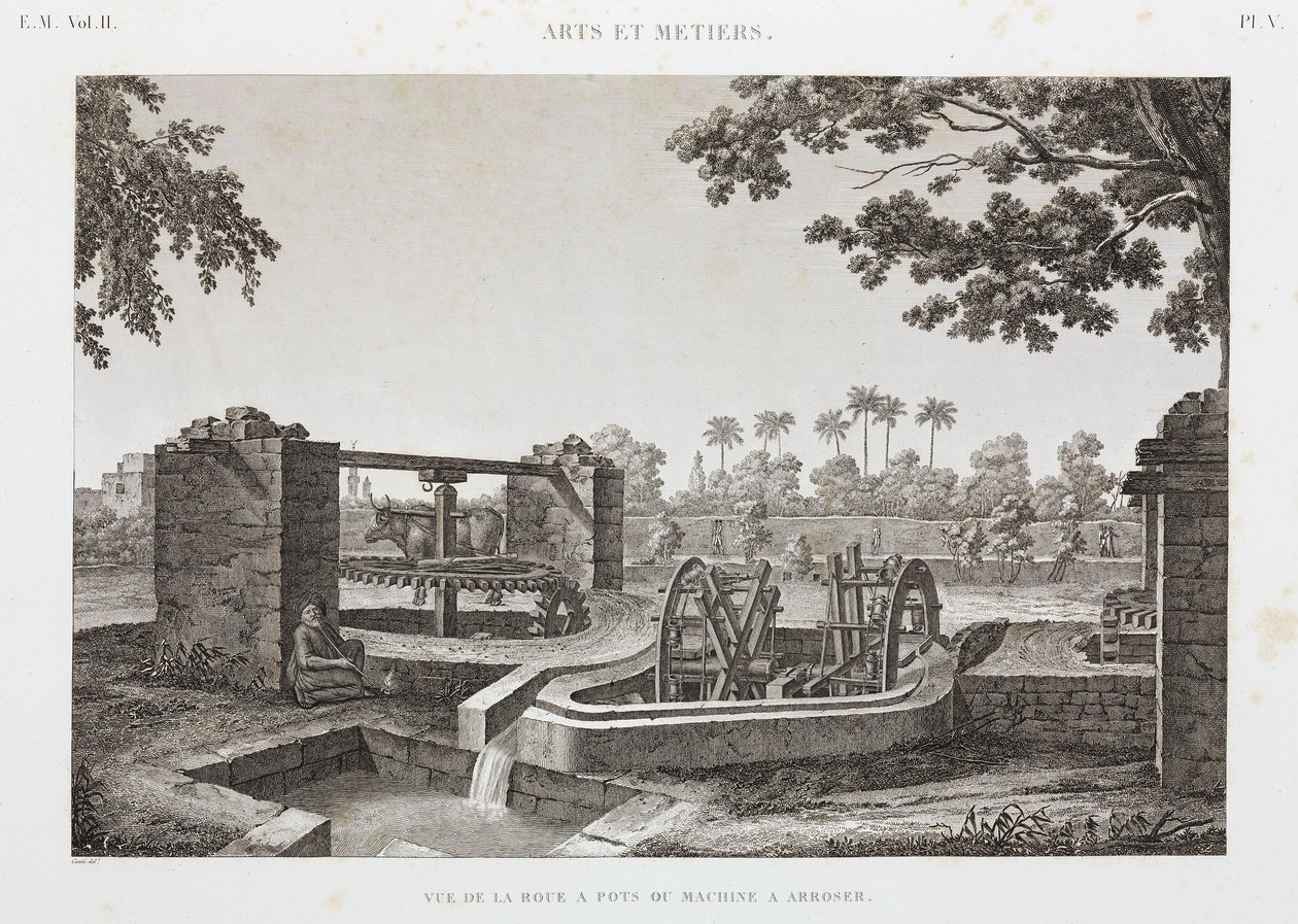 Animal Power Wheel and bucket irrigation system, Egypt, c 1798 作者 不明