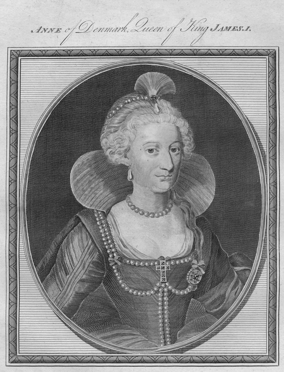 丹麦的安妮（James I）女王，1786年。 作者 不明