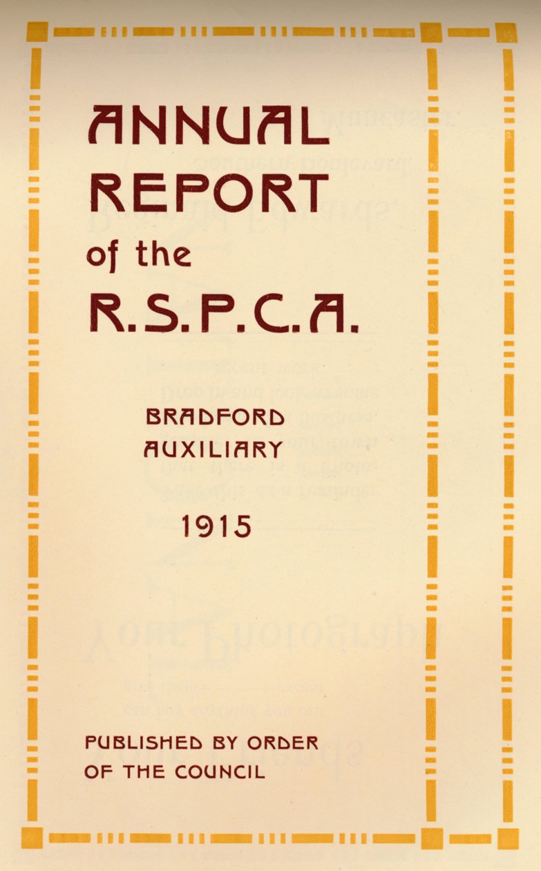 1916年RSPCA的年度报告 作者 不明