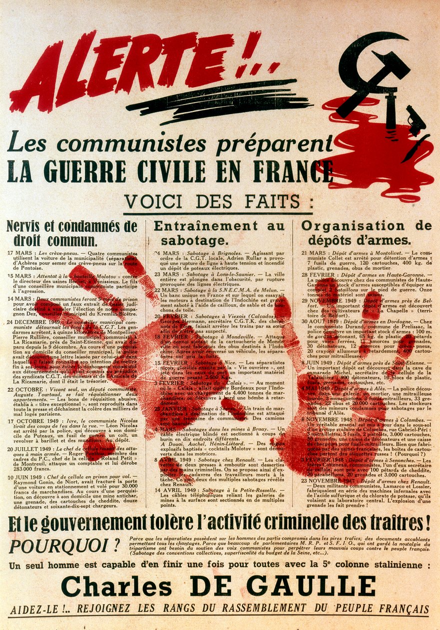 反对高卢主义者的共产主义海报，1949年 作者 不明