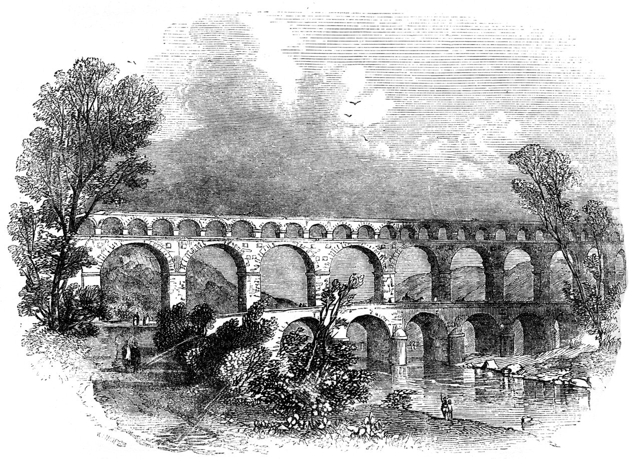 尼姆渡槽在法国杜加德桥，1886年 作者 不明