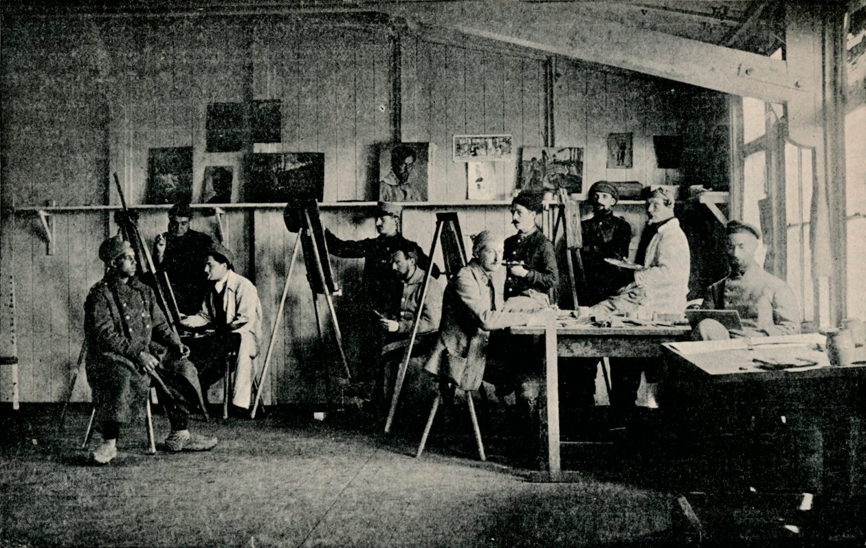艺术家战俘在其位于吉森的工作室，建于1916年 作者 不明